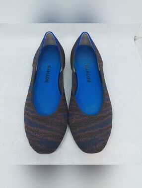 Rothy's Flats Square Toe Sapphire Zebra Womens Size 8 Ballerina Casual Shoes